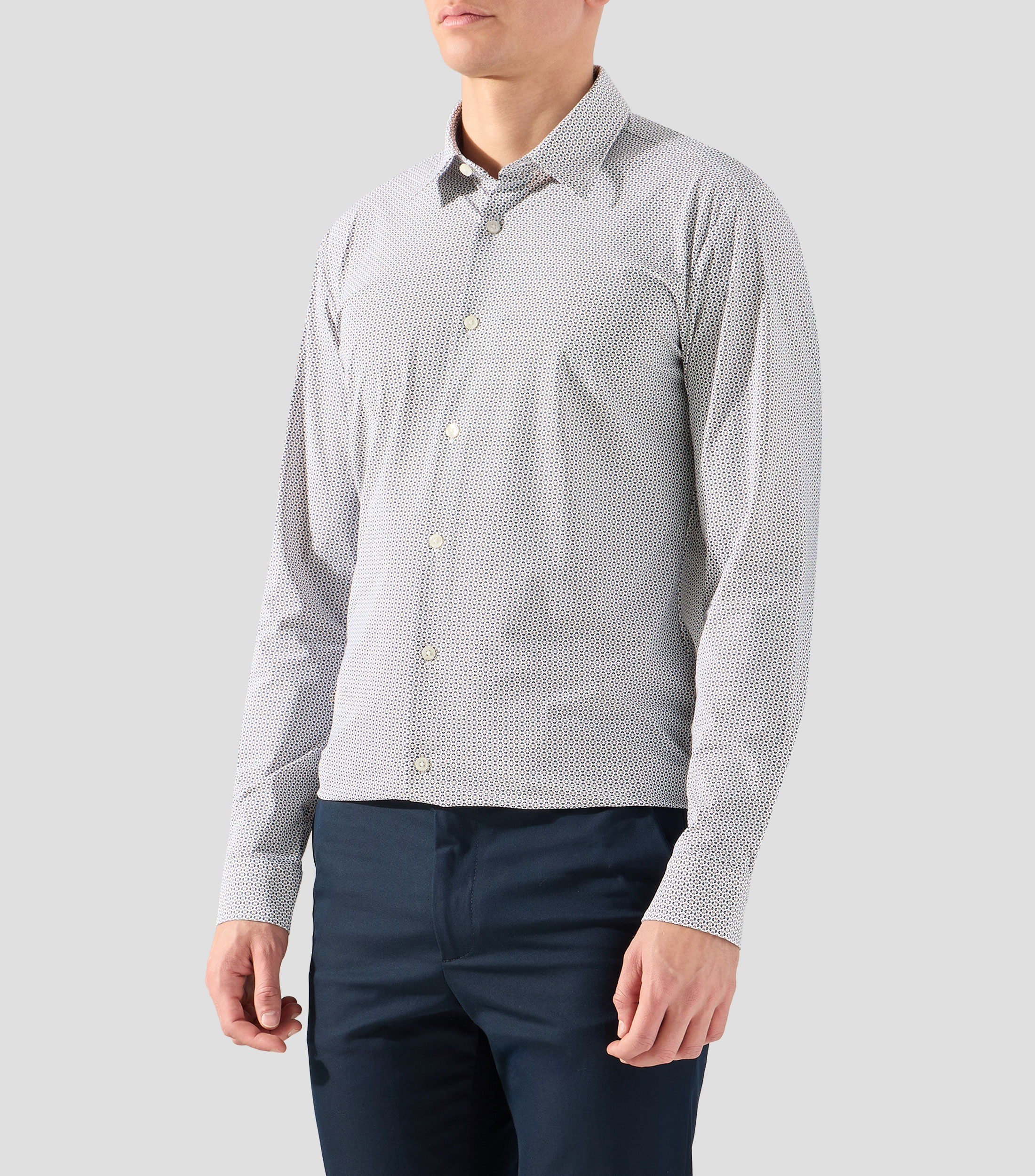 Camisa slim en punto técnico elástico estampado Hombre
